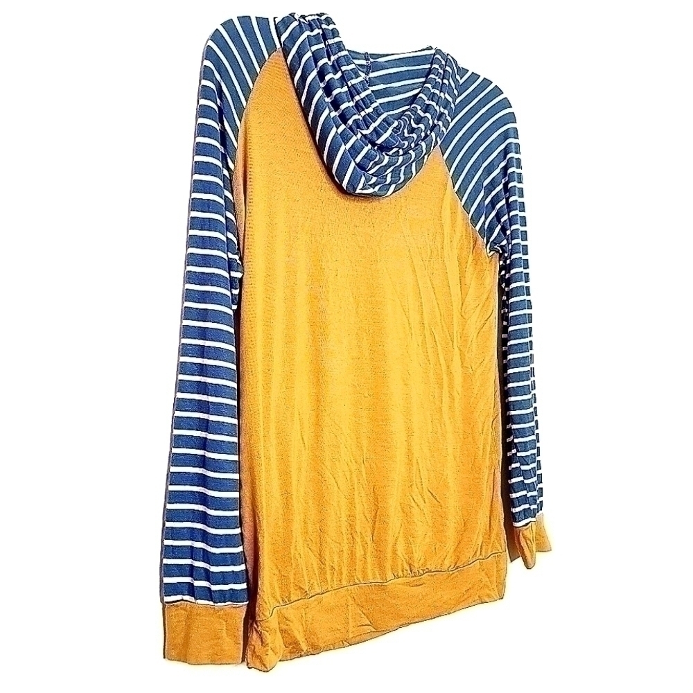 Filly Flair Women’s Small Brown and Blue White Striped Pullover Hoodie - Picture 10 of 11